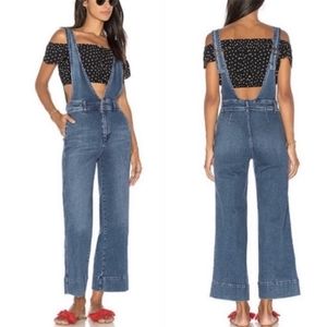 Free People Wide Leg Cropped Overalls